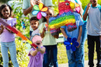 GiftExpress 16-inch Rainbow Donkey Piñata with 33-inch Stick & Blindfold – Mexican Party Decor