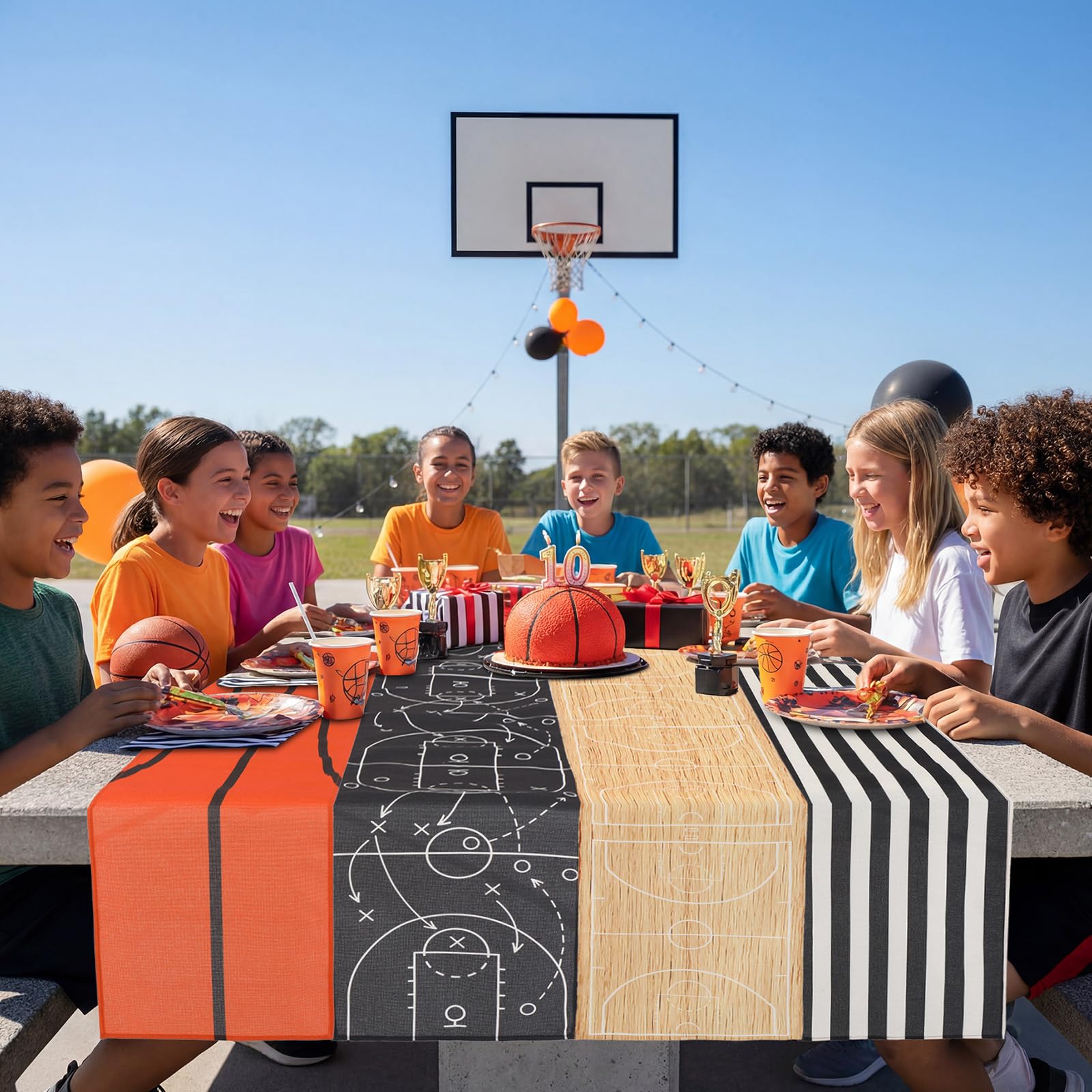Gilprop 4 Pcs Basketball Table Runner – 13 x 72 in, Multicolor Party Decor for Home & Dining