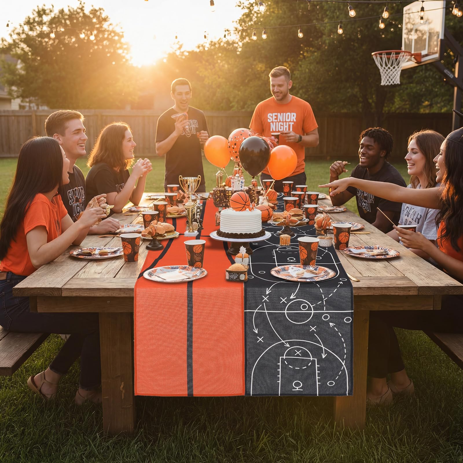 Gilprop 4 Pcs Basketball Table Runner – 13 x 72 in, Multicolor Party Decor for Home & Dining