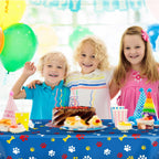 Gilprop 2 Pack Dog Paw Tablecloths – Large 54x108 in, Dark Blue, Disposable Rectangle Party Cover