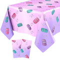 Gilprop 2 Pcs Plastic Birthday Tablecloth 108 x 54 in – Purple Soda Bottle Print, Disposable