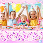 Gilprop 2 Pcs Birthday Tablecloth – Pink with Purple Lightning Crack, 108 x 54 in