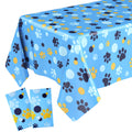 Gilprop 2 Pack 54x108 Inch Cartoon Paw Print Tablecloths – Blue