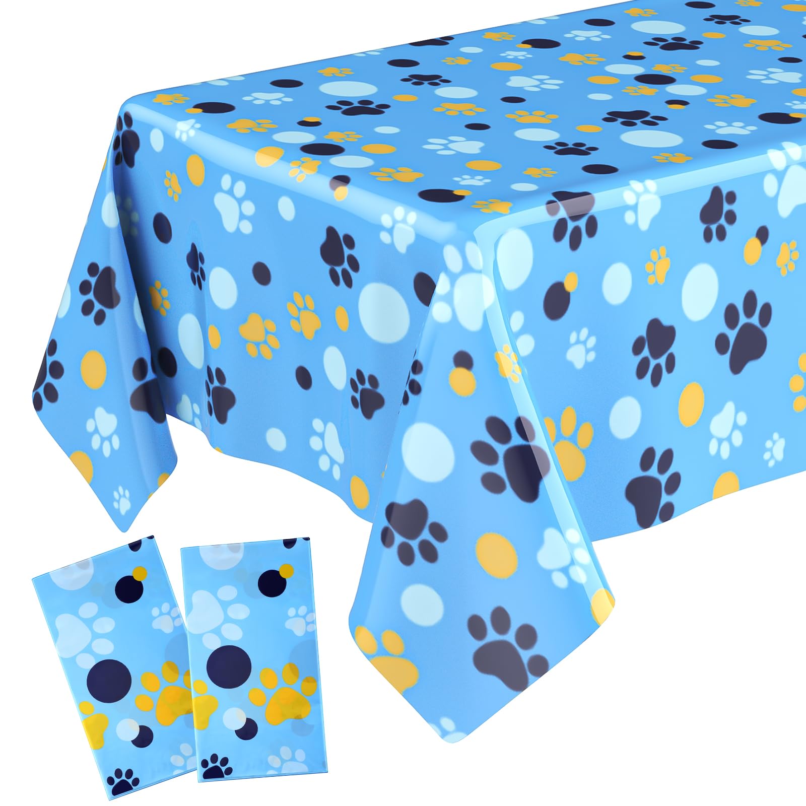 Gilprop 2 Pack 54x108 Inch Cartoon Paw Print Tablecloths – Blue