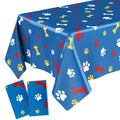 Gilprop 2 Pack Dog Paw Tablecloths – Large 54x108 in, Dark Blue, Disposable Rectangle Party Cover