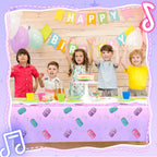 Gilprop 2 Pcs Plastic Birthday Tablecloth 108 x 54 in – Purple Soda Bottle Print, Disposable