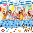 Gilprop 2 Pack 54x108 Inch Cartoon Paw Print Tablecloths – Blue