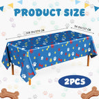 Gilprop 2 Pack Dog Paw Tablecloths – Large 54x108 in, Dark Blue, Disposable Rectangle Party Cover