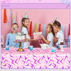 Gilprop 2 Pcs Birthday Tablecloth – Pink with Purple Lightning Crack, 108 x 54 in