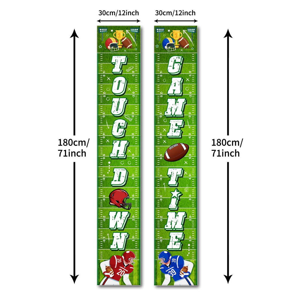 GINFTBRZGV Football Door Banner – 2Pcs Touchdown Game Day Porch Sign & Front Door Decorations