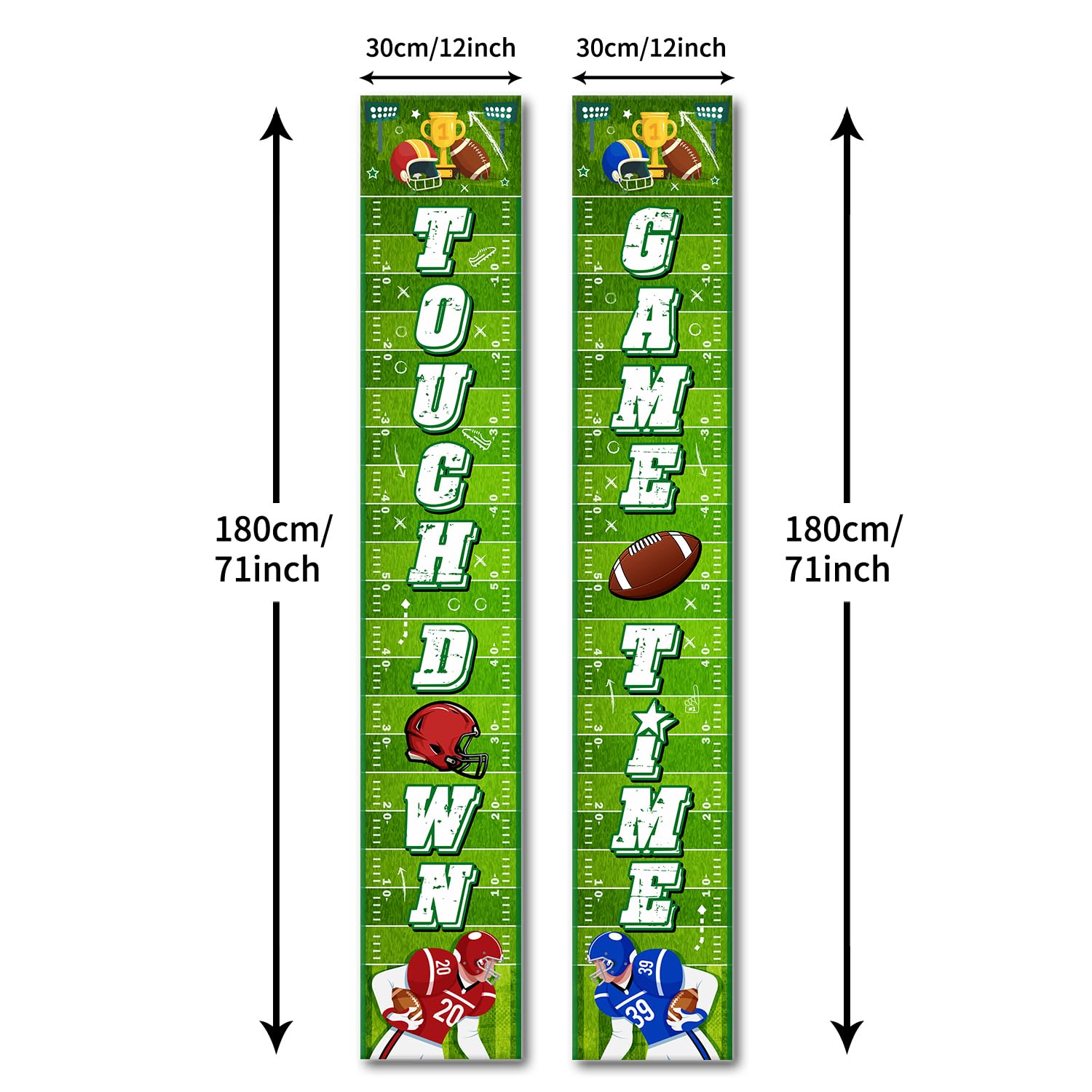 GINFTBRZGV Football Door Banner – 2Pcs Touchdown Game Day Porch Sign & Front Door Decorations