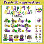 GINFTBRZGV 20Pcs Mardi Gras Decorations - Happy Banner, Hanging Swirls & Honeycomb Centerpieces