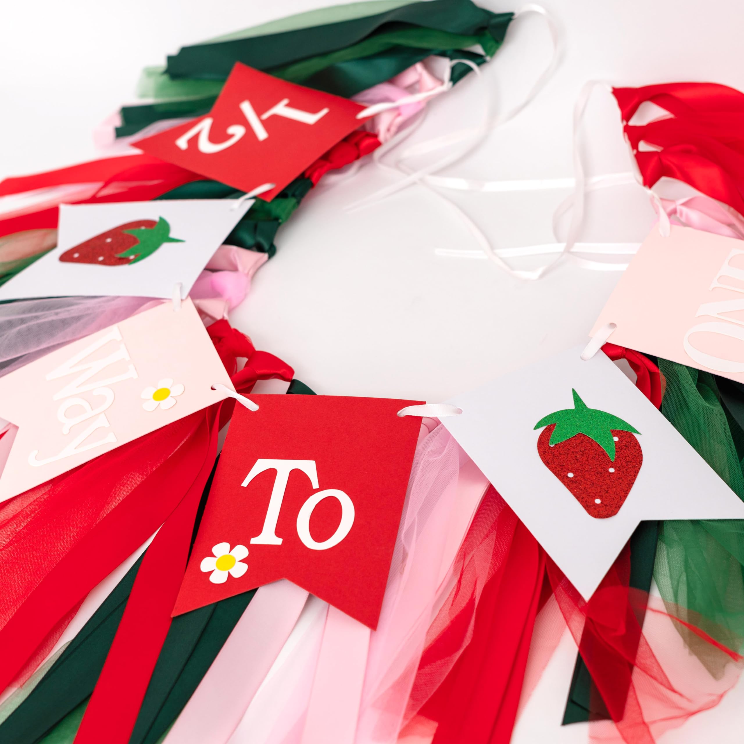 GIOGUK Strawberry High Chair Banner – 6 Months Birthday Decor