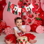 GIOGUK Strawberry High Chair Banner – 6 Months Birthday Decor