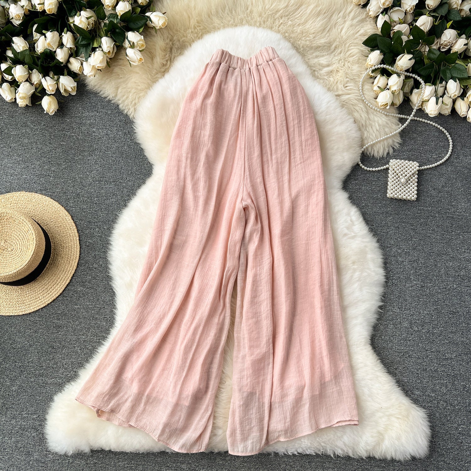Girls' Lightweight High Waist Chiffon Pants