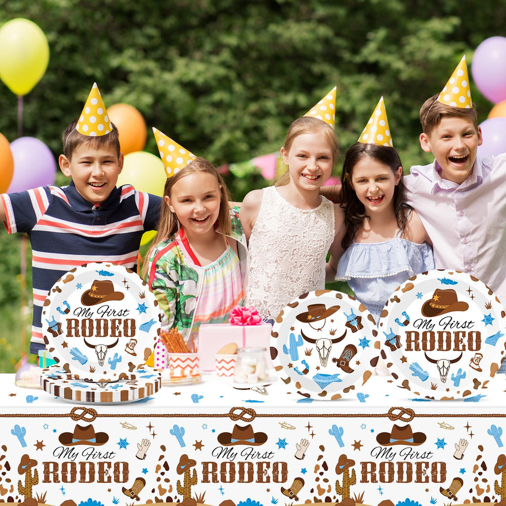 gisgfim 3 Pcs My First Rodeo Tablecloths – Blue Cowboy Party Supplies