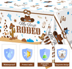 gisgfim 3 Pcs My First Rodeo Tablecloths – Blue Cowboy Party Supplies