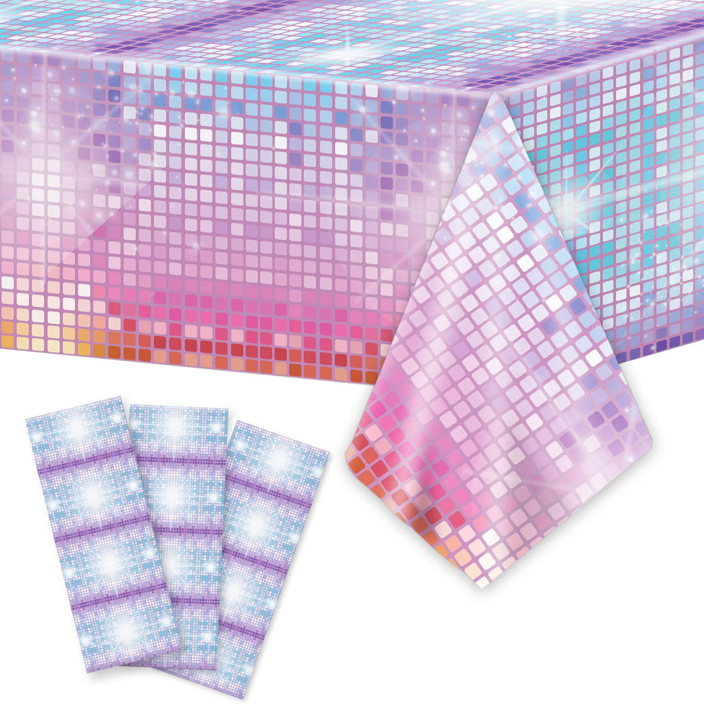 gisgfim 3-Pcs Disco Tablecloth – Las Vegas Casino Theme, 108 x 51 in, Disco Birthday Party Decor