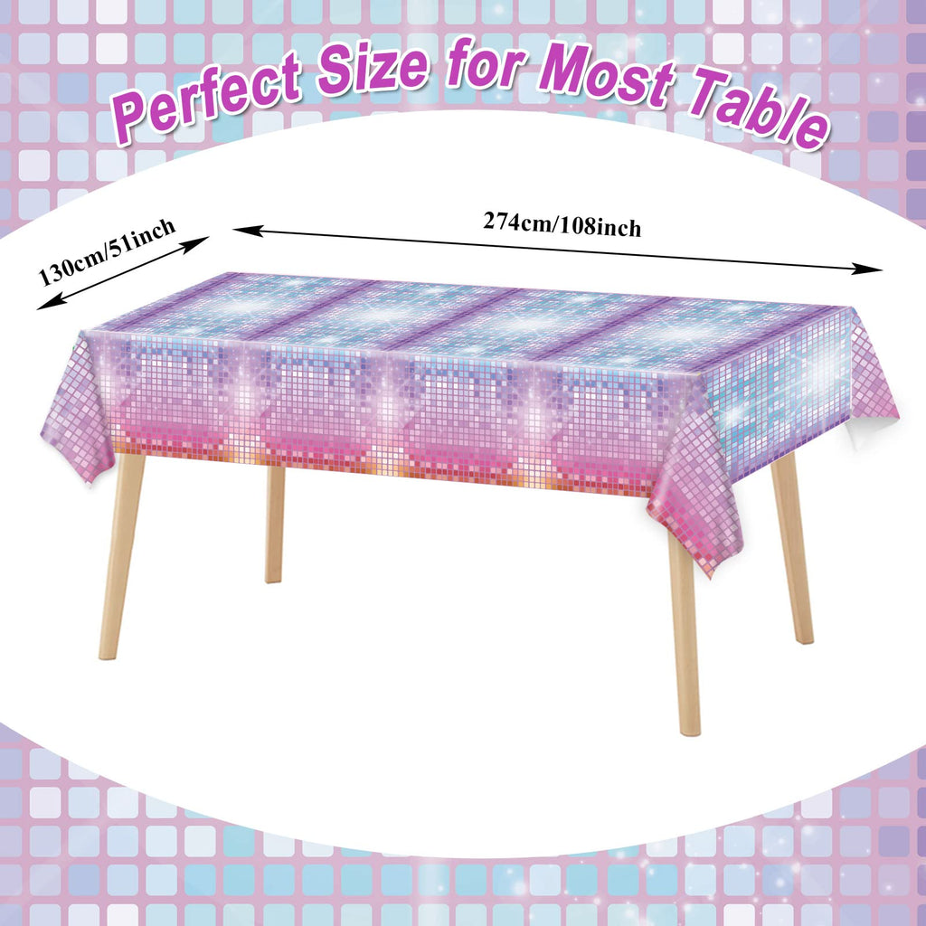 gisgfim 3-Pcs Disco Tablecloth – Las Vegas Casino Theme, 108 x 51 in, Disco Birthday Party Decor