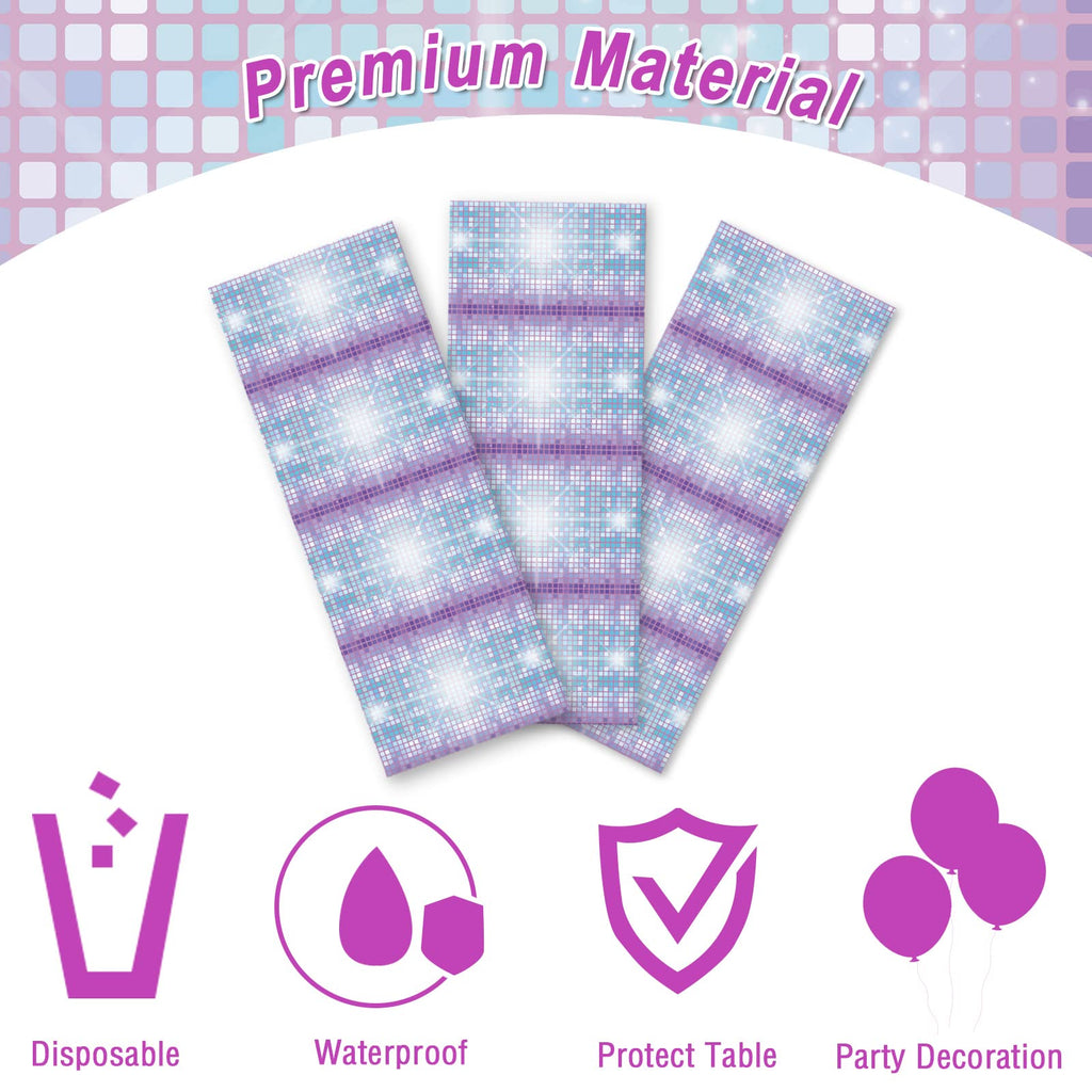 gisgfim 3-Pcs Disco Tablecloth – Las Vegas Casino Theme, 108 x 51 in, Disco Birthday Party Decor