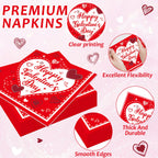 gisgfim 96Pcs Galentine's Day Tableware Set — Red Plates, Napkins & Forks for 24