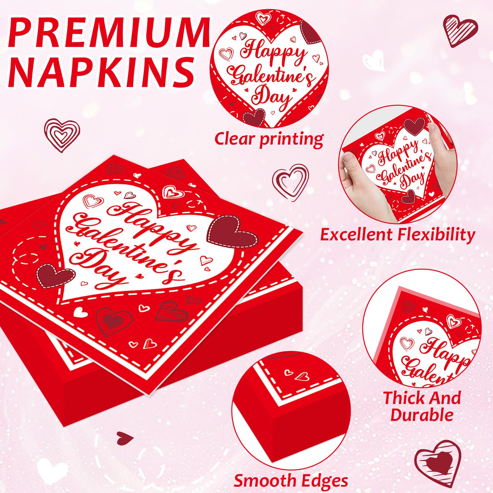 gisgfim 96Pcs Galentine's Day Tableware Set — Red Plates, Napkins & Forks for 24