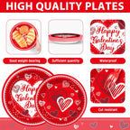 gisgfim 96Pcs Galentine's Day Tableware Set — Red Plates, Napkins & Forks for 24