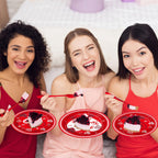 gisgfim 96Pcs Galentine's Day Tableware Set — Red Plates, Napkins & Forks for 24