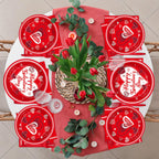 gisgfim 96Pcs Galentine's Day Tableware Set — Red Plates, Napkins & Forks for 24