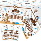 gisgfim 3 Pcs My First Rodeo Tablecloths – Blue Cowboy Party Supplies