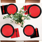 gisgfim 50 Guests Red & Black Party Supplies — 200Pcs Disposable Plates, Napkins & Forks