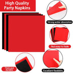 gisgfim 50 Guests Red & Black Party Supplies — 200Pcs Disposable Plates, Napkins & Forks