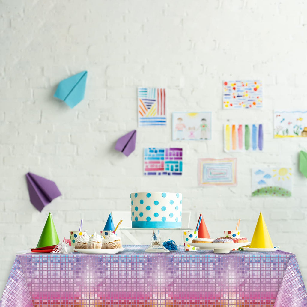 gisgfim 3-Pcs Disco Tablecloth – Las Vegas Casino Theme, 108 x 51 in, Disco Birthday Party Decor