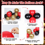 GIZIUXNE Casino Balloon Arch Kit – Black, Red & Gold Balloons with Dice Boxes