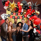 GIZIUXNE Casino Balloon Arch Kit – Black, Red & Gold Balloons with Dice Boxes