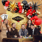 GIZIUXNE Casino Balloon Arch Kit – Black, Red & Gold Balloons with Dice Boxes