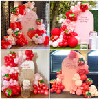GIZIUXNE Strawberry Balloon Arch Garland Kit – 120pcs Red & Pink Balloons with 27in Strawberry Foil Balloons