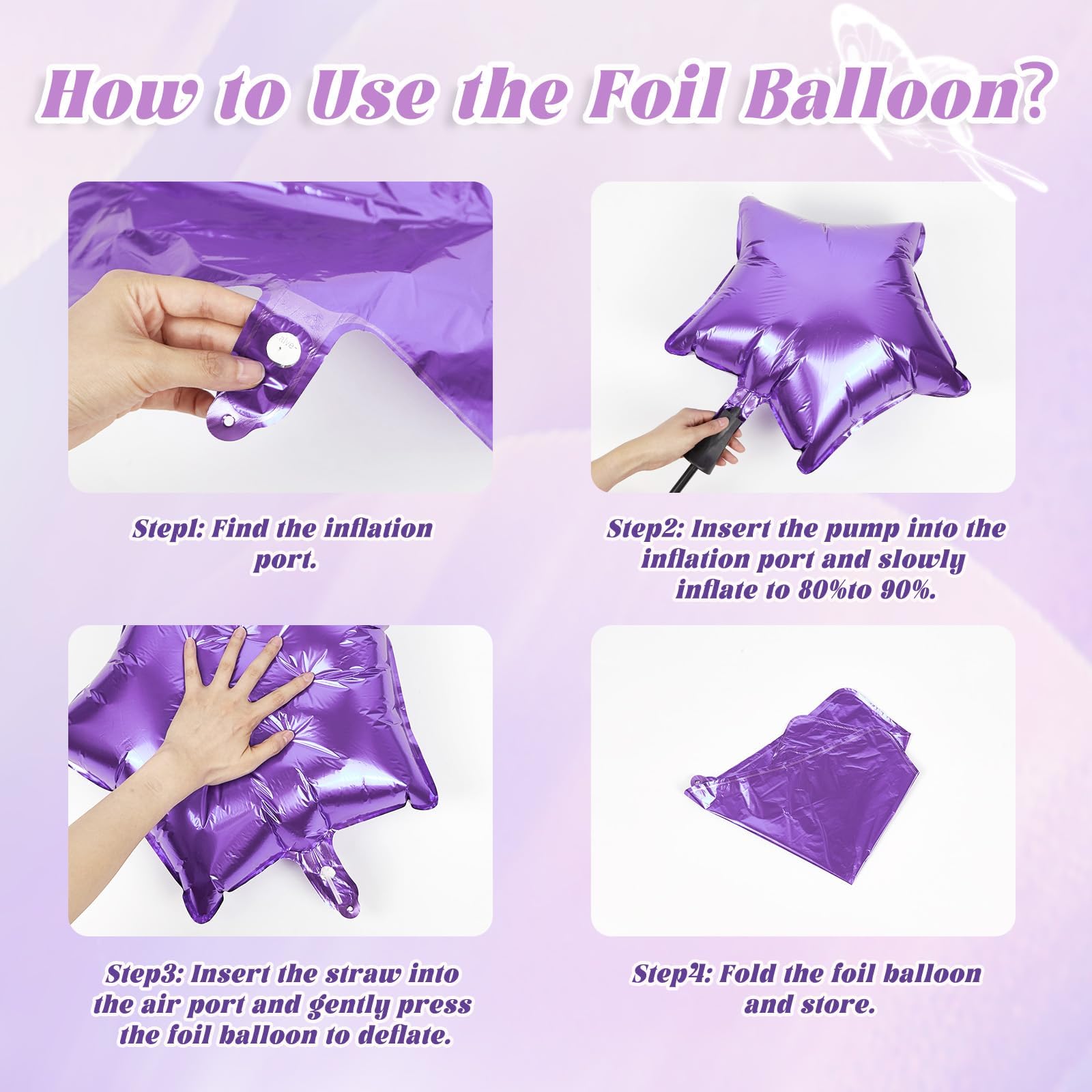 GIZIUXNE Pink & Purple Butterfly Birthday Decorations | Pastel Balloons & Backdrop