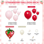 GIZIUXNE Strawberry Balloon Arch Garland Kit – 120pcs Red & Pink Balloons with 27in Strawberry Foil Balloons