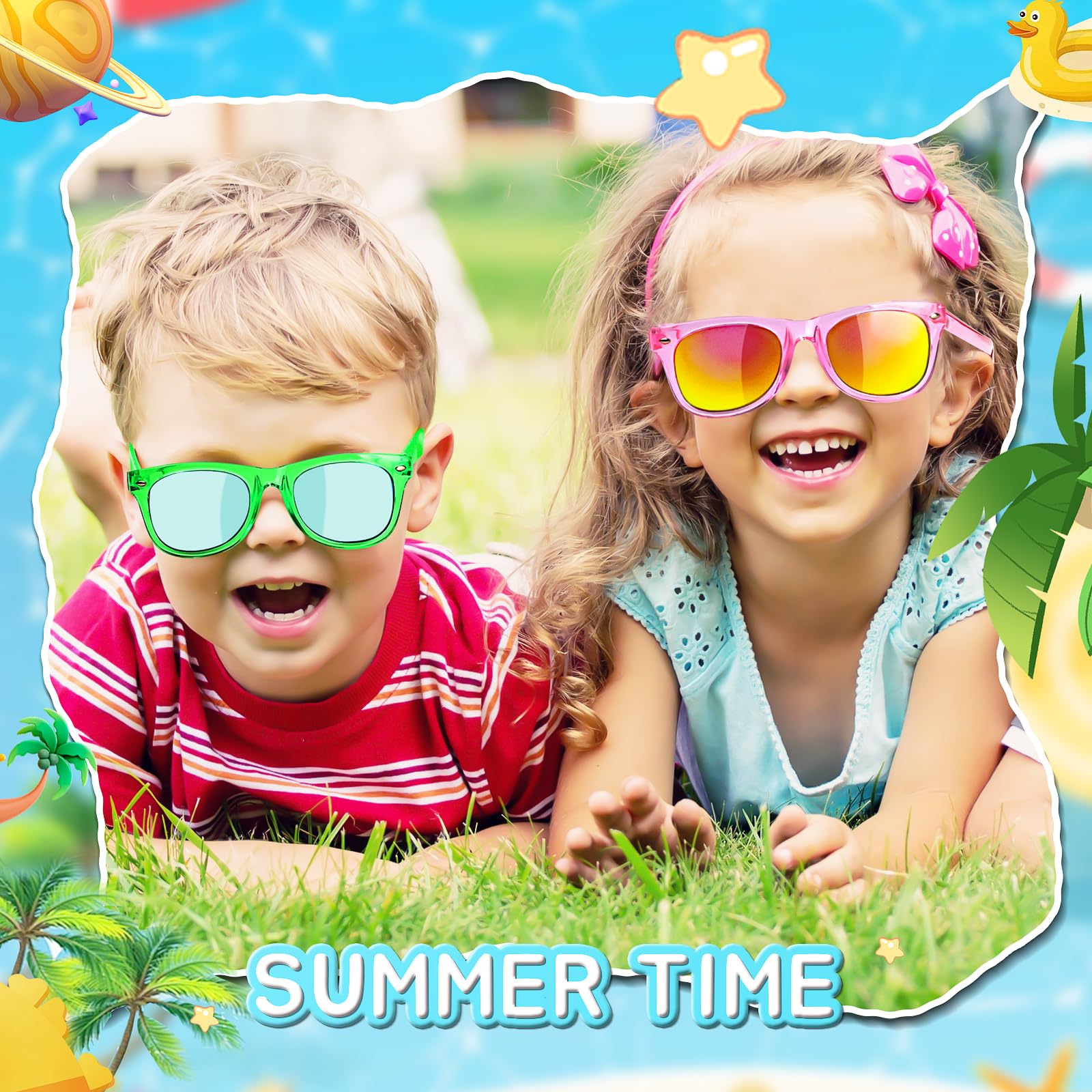 GKTZ Kids Sunglasses Neon Pack – UV400 Protection, 16 Pack Party Favors