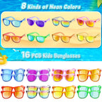 GKTZ Kids Sunglasses Neon Pack – UV400 Protection, 16 Pack Party Favors