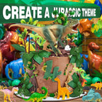 GLAHORSE 26-Piece Dinosaur Cake Toppers Set with Eggs, Nest, Trees & Leaves – Birthday Party Decor