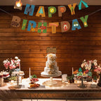 GLASNES Camping Birthday Party Decoration Kit – Banner, Cupcake Toppers & Happy Camper Theme