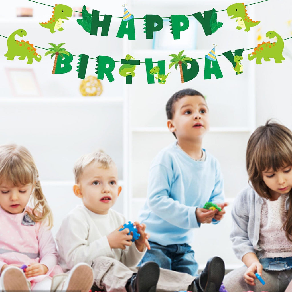 GLASNES Dinosaur Birthday Banner – Kids Birthday & Baby Shower Decor