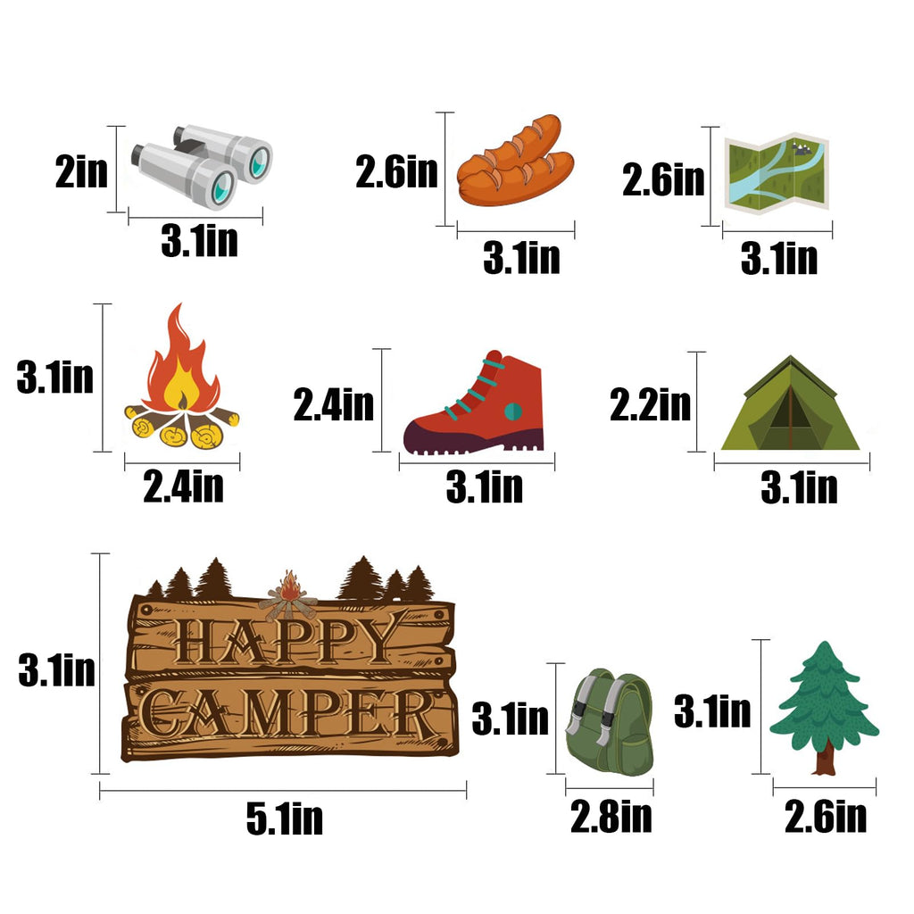 GLASNES Camping Birthday Party Decoration Kit – Banner, Cupcake Toppers & Happy Camper Theme