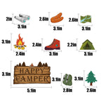 GLASNES Camping Birthday Party Decoration Kit – Banner, Cupcake Toppers & Happy Camper Theme