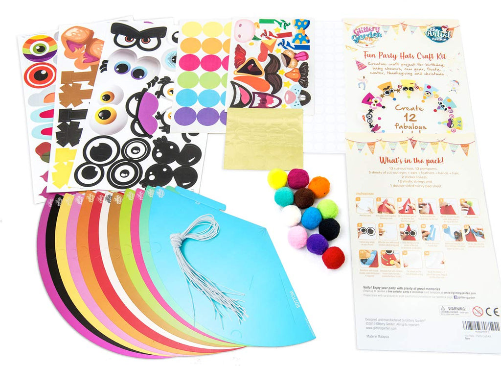 Glittery Garden Party Hats for Kids – All-Inclusive 12 Hat Craft Kit