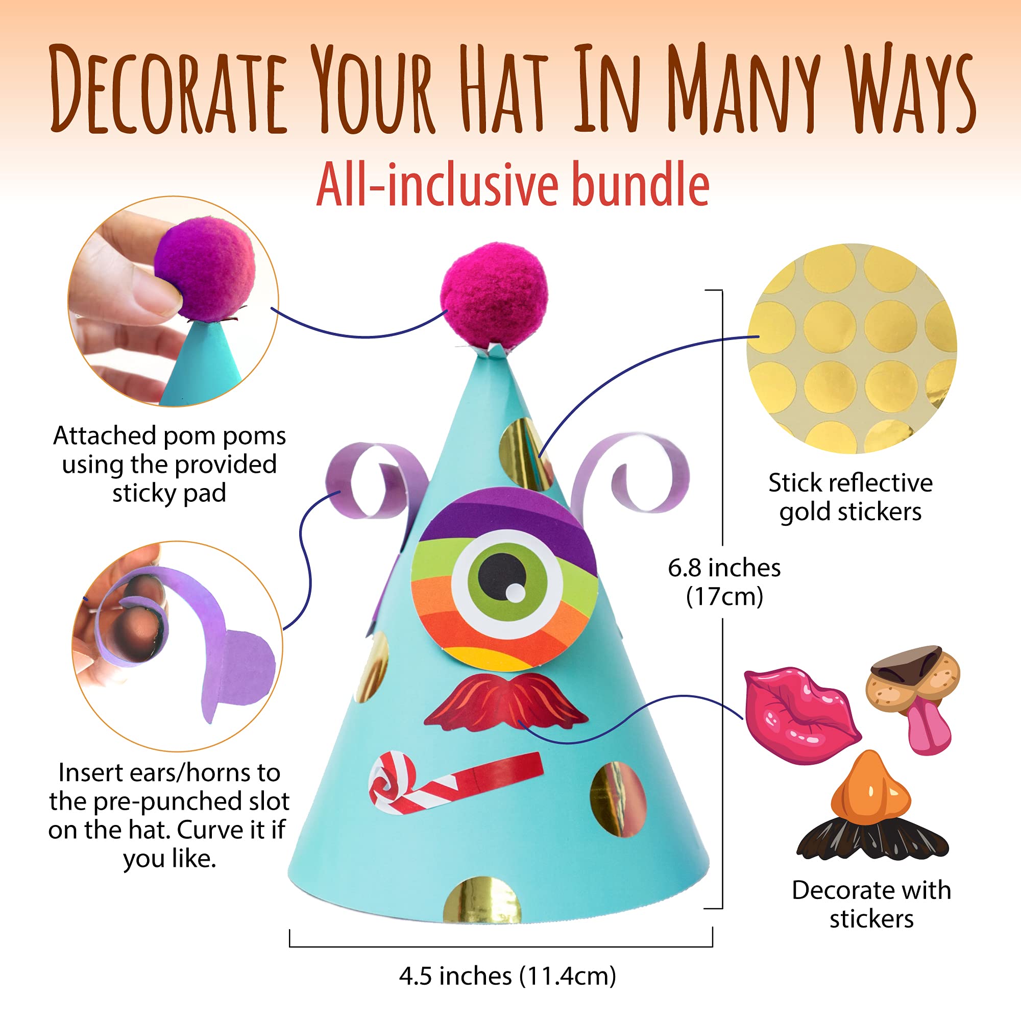 Glittery Garden Party Hats for Kids – All-Inclusive 12 Hat Craft Kit