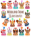 Glittery Garden Woodland Themed Party Hats Making Kit with Chenille Stems & Stickers | 16 Hats, 113 Stickers