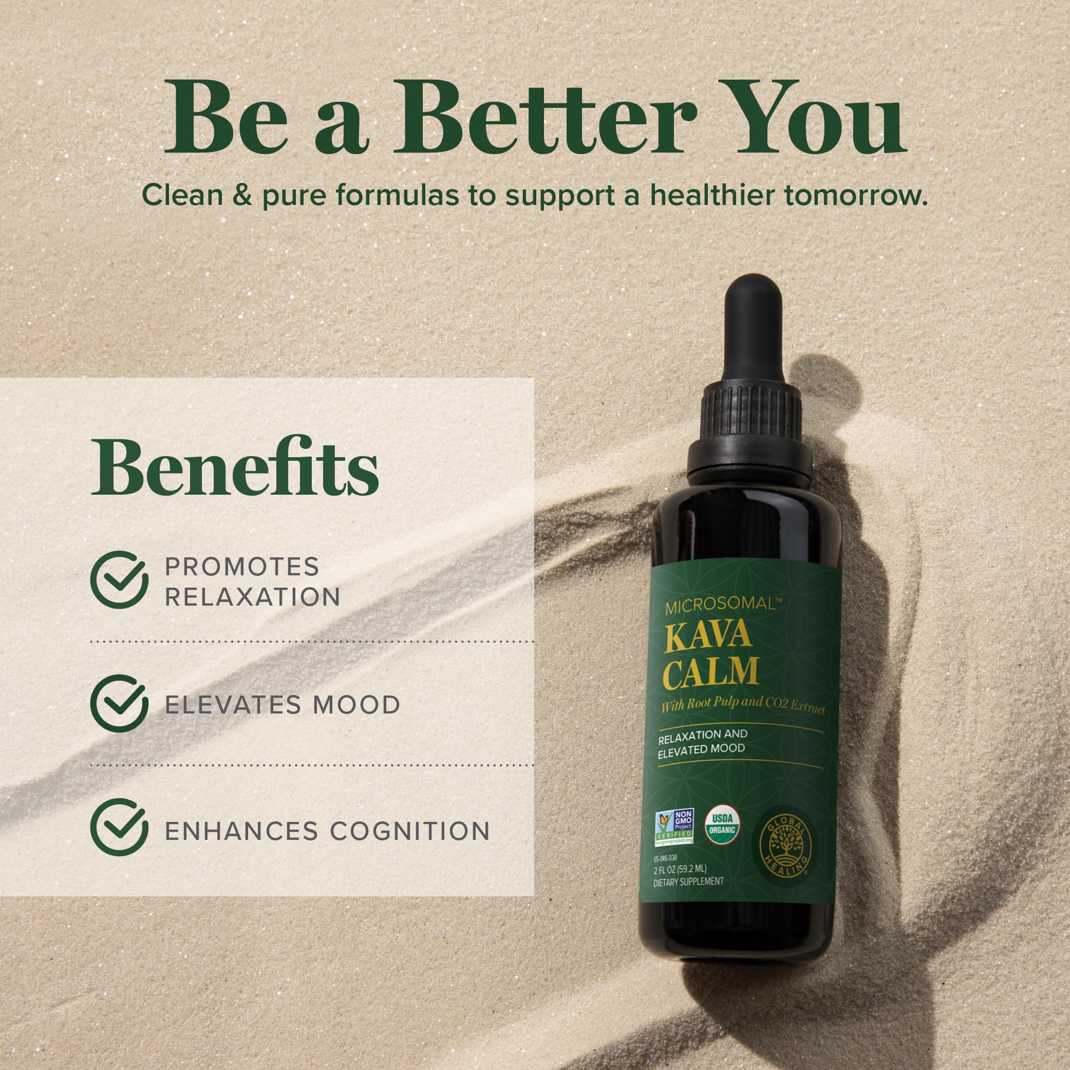 Global Healing Center Organic Kava Calm - Mikrosomale Tech Kava Tropfen
